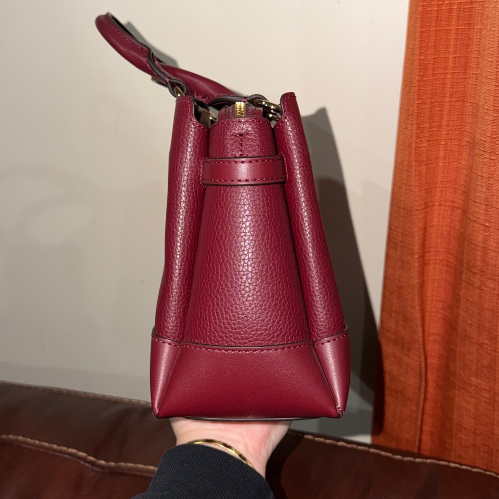 SOLD NEW Michael Kors Reed Dark Cherry Leather Small Belted Crossbody Bag - Picture 9 of 15